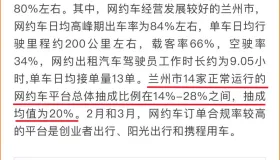 兰州：14家网约车平台抽成比例在14%-28%之间